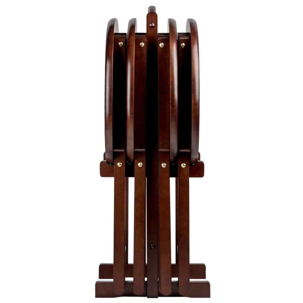 Mid-Century Modern Cappuccino Brown Oval Snack Table Set