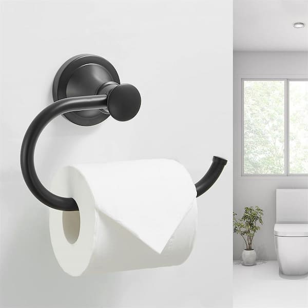 BWE Matte Black Freestanding Single Post Toilet Paper Holder in