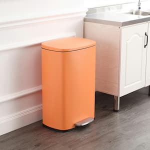 Connor Rectangular 13.2 Gal. Carrot Cake Trash Can with Soft-Close Lid and Free Mini Trash Can