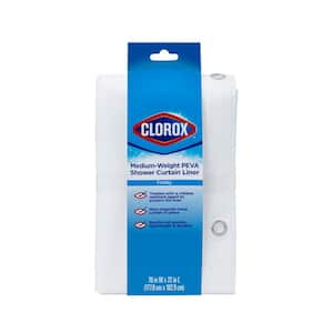 Clorox Shower Curtain Liner, Medium-Weight 6g PEVA with Weighted Magnets, 72 in. x 72 in., Frosty 10 Pack