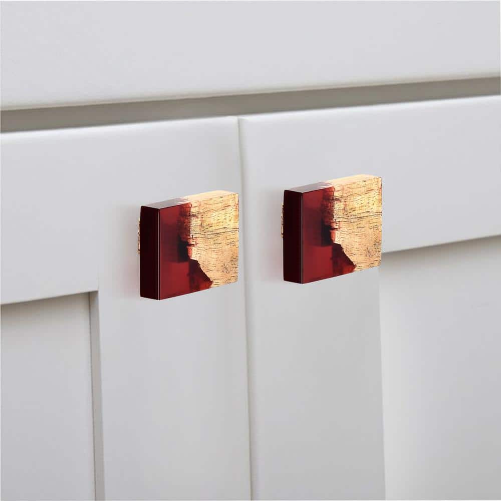 Frosted Timber Effect Rectangular Wood Cabinet Knob with Mounting Hardware
