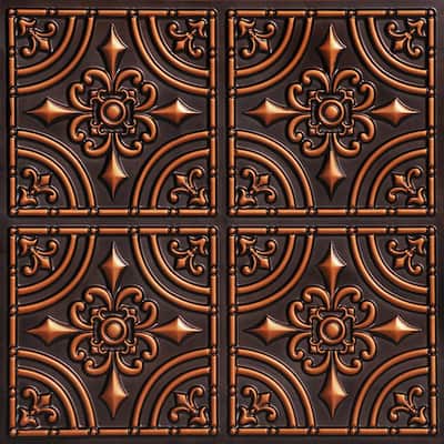 Wrought Iron 2 ft. x 2 ft. Glue Up PVC Ceiling Tile in Antique Copper