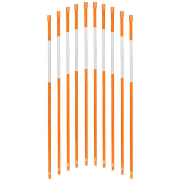 FiberMarker Driveway Markers for Snow Plowing Stakes 60" Orange with Reflective Tape Hollow Driveway Reflectors 1/4" Dia 50 Pack