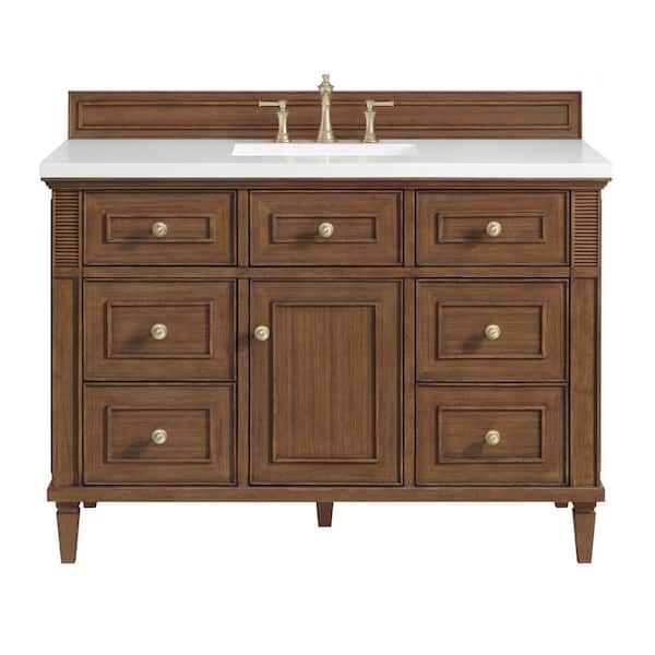 Lorelai 48.0 in. W. x 23.5 in. D x 34.06 in. H Single Bathroom Vanity in Mid-Century Walnut with White Zeus Quartz Top