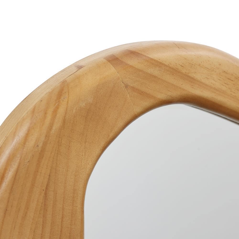 Natural Pine Wood Irregular Oblong Wall Mirror