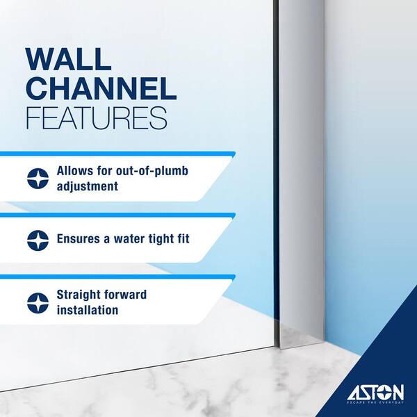 Aston Belmore 38.25 in. to 39.25 in. x 72 in. Frameless Hinged