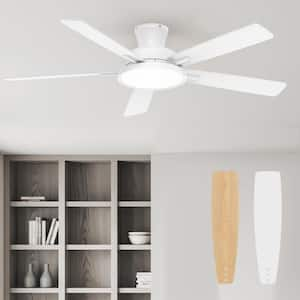 T5 52 in. Indoor Ceiling Fan with Light, Remote Control, Quiet Fan with 3 CCT Light and Reversible Blades White