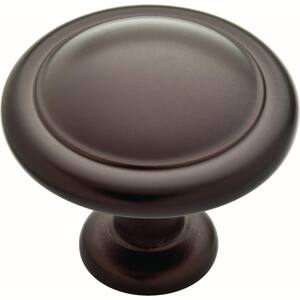 Essentials 1-1/4 in. (32 mm) Dark Oil Rubbed Bronze Round Ringed Cabinet Knob (10-Pack)