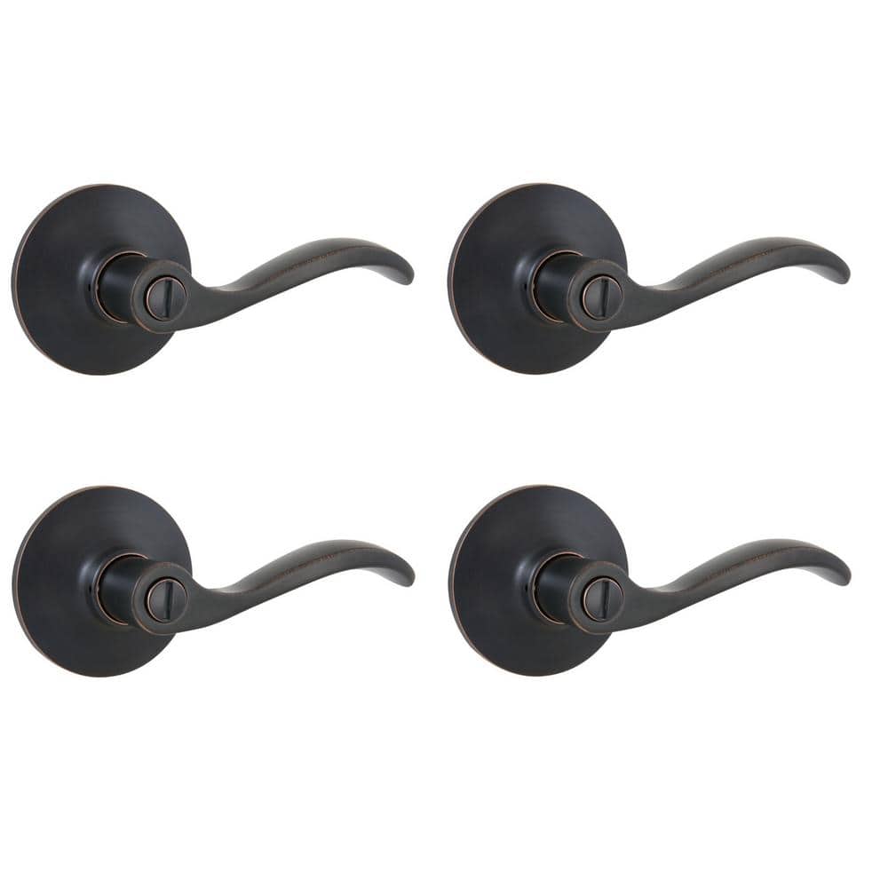 Naples Aged Bronze Bed/Bath Door Lever (4-Pack)
