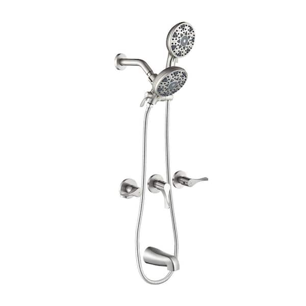 Rain 3-Handle 6-Spray Tub Shower Faucet 1.8 GPM with Pressure Balance in Brushed Nickel (Valve Included)