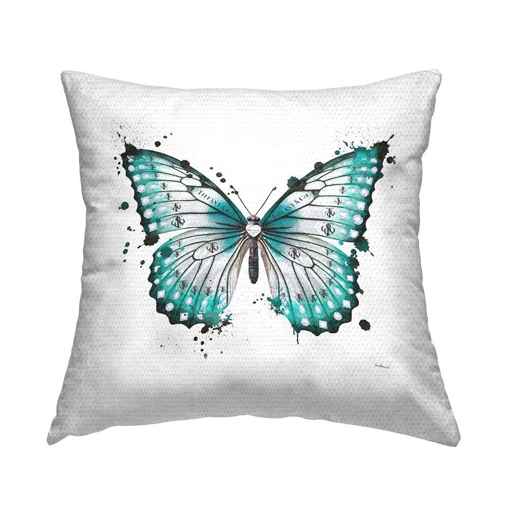 Blue Modern Butterfly Blue Square Outdoor Throw Pillow price history on PriceWatchPro