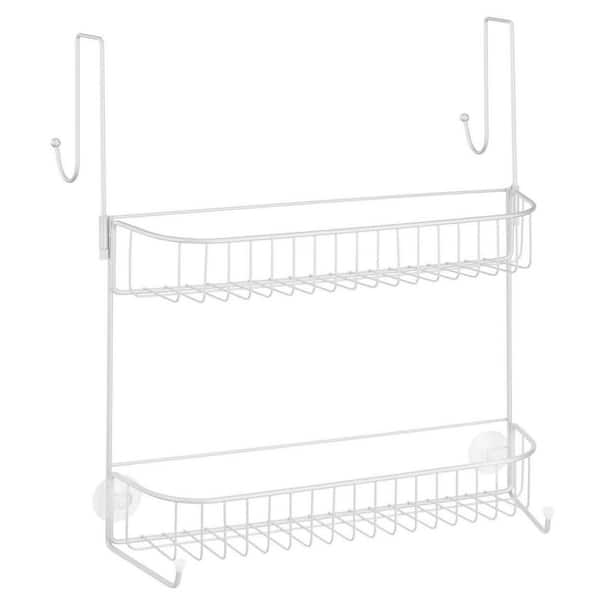 Dracelo White Extra Wide Metal Wire Over The Bathroom Shower Door Caddy, Hanging Storage Organizer