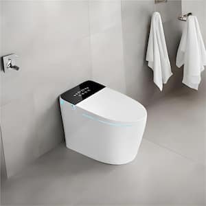 Victoria Smart One-Piece 1.28 GPF Single Flush Elongated Automatic Flush with Foot Sensor Toilet in White, Seat Included
