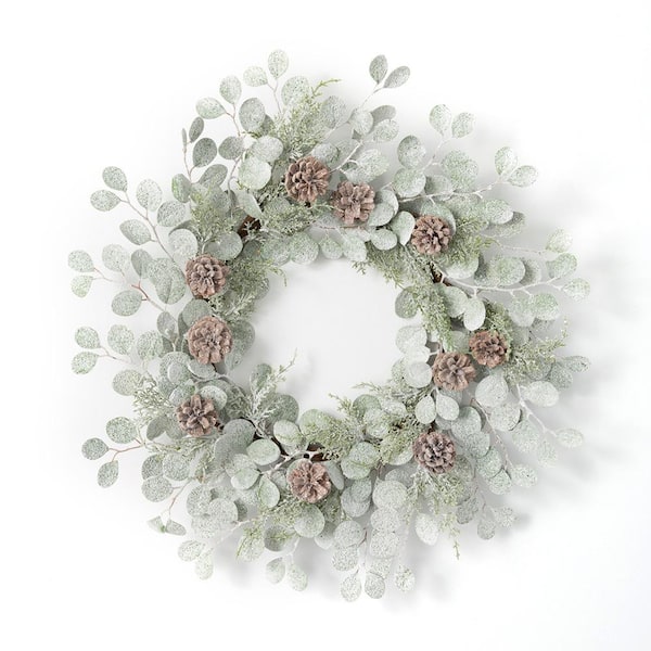 SULLIVANS 24" Artificial Eucalyptus and Pinecone Wreath
