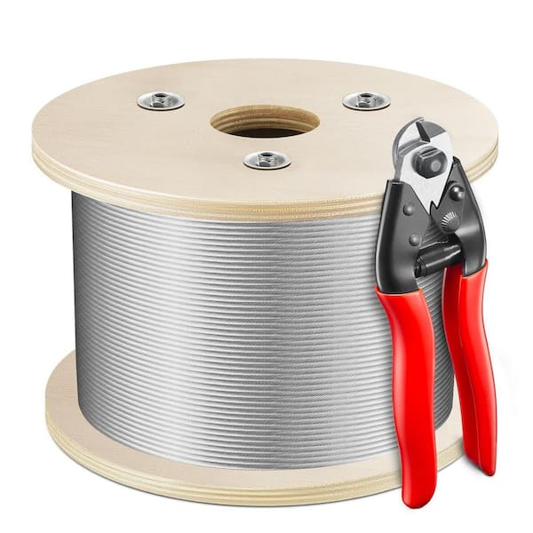 1/8 Stainless Steel Cable 1000FT T316 Marine-Grade Wire Rope Aircraft Cable with Cutter for Deck Railings 1x19 Strands