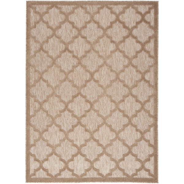Nourison Easy Care Natural Beige 4 ft. x 6 ft. Geometric Contemporary Indoor Outdoor Area Rug