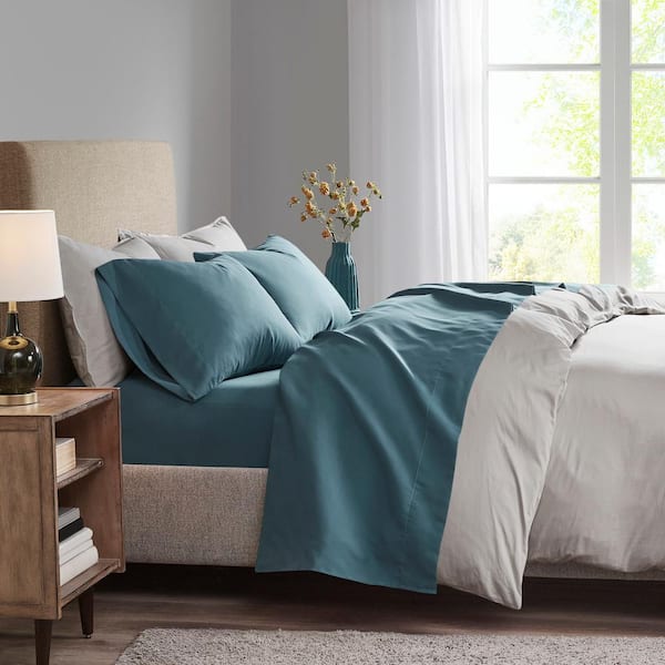 Madison Park Teal Full Luxurious Brushed Microfiber Deep Pocket Sheet Set