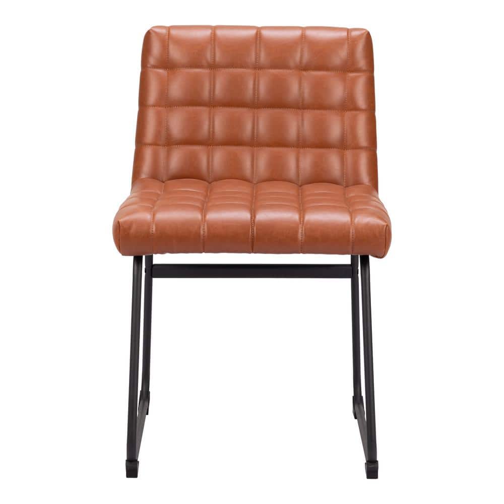 Pago Brown Faux Leather Upholstered Dining Chairs with Metal Frame