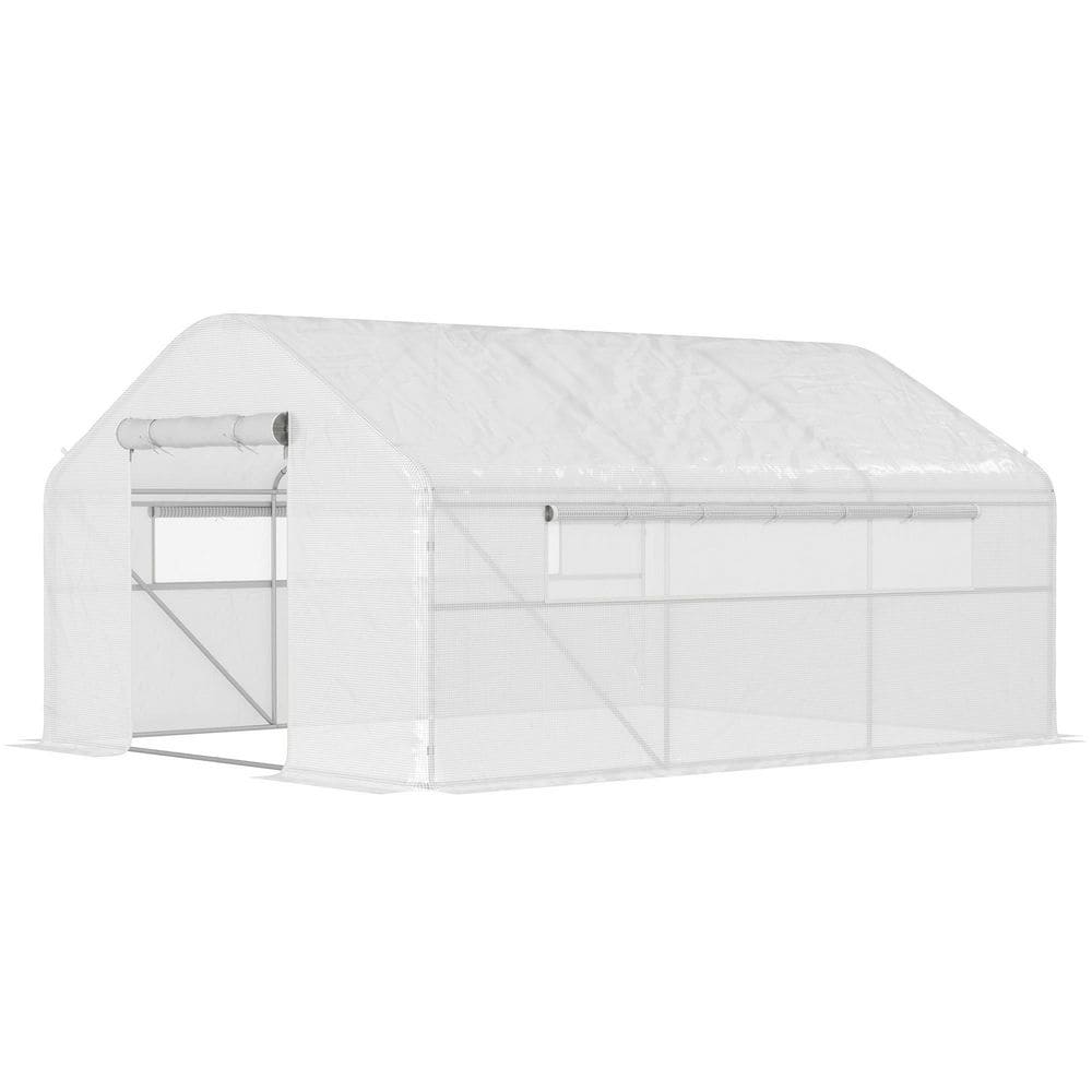 13 ft. W x 10 ft. D x 6.5 ft. H Portable Greenhouse with Galvanized Steel Frame and Roll-Up Door, White PE Cover price history on PriceWatchPro