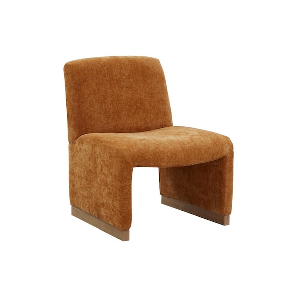 Unbranded Orange Mid-Century Living Room Armless Chair Upholstered Slipper Chair with Soft Fabric and Wood Legs Accent Chair