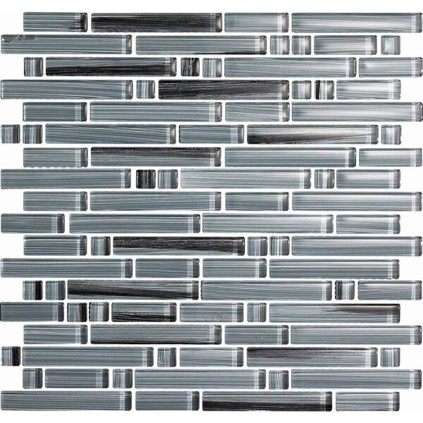 Epoch Architectural Surfaces Brushstrokes Peltro-1505-S Strips Mosaic Glass 12 in. x 12 in. Mesh Mounted Tile (5 sq. ft. / case)