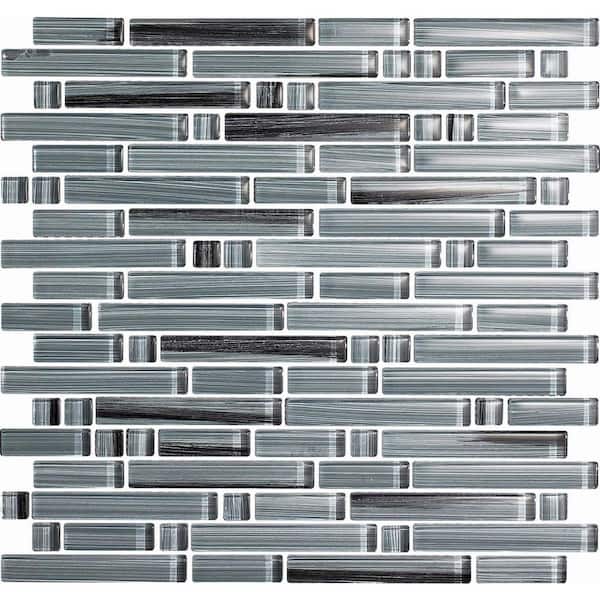 Epoch Architectural Surfaces Brushstrokes Peltro-1505-S Strips Mosaic Glass Mesh Mounted - 2 in. x 12 in. Tile Sample