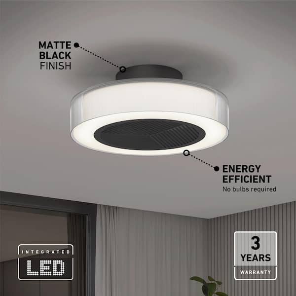 Groove 20 in. Indoor Black 8 Steps CCT 11.42 in. Integrated LED Ceiling Fan with Remote Included