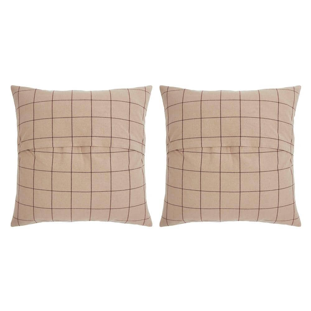 Connell Tan and Burgundy Cotton Blend Euro Sham Set of 2