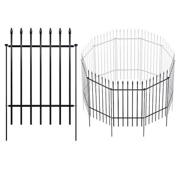 Oyezvary 28 High Rustproof Metal Garden Fence Panel 5 Pack Animal Barrier for Dog Pet Outdoor Yard Flower Bed