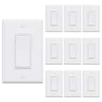 Decor 15 Amp Single Pole Rocker Light Switch with Wall Plate, White (10-Pack)