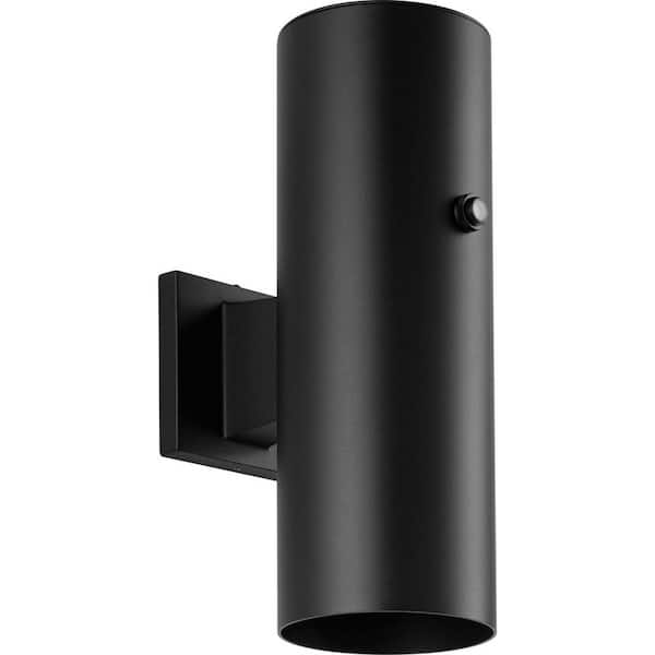 Progress Lighting Cylinder Collection 1-Light Black 5 in. Modern Outdoor Medium Wall Lantern Light