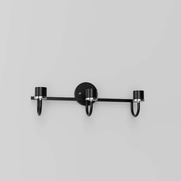 1-Pack 19.1 in. Mounting Frame for Black and Chrome 3-Light Vanity Fixture with Round Metal Wall Box E26
