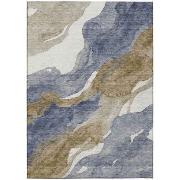 Chantille Machine Washable Indoor/Outdoor Abstract ACN3026 Denim 5 ft. x 7 ft. 6 in. Area Rug