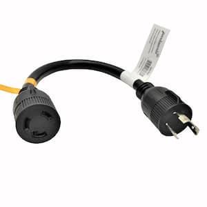 1.5 ft. 10/3 3-Wire Generator 30 Amp 125-Volt 3-Prong Locking Plug NEMA L5-30P to 30 Amp Locking L6-30R Adapter Cord