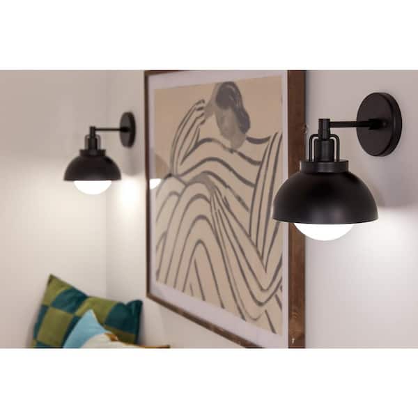 KICHLER Niva 8 in. 1-Light Black Hallway Modern Convertible Semi-Flush Mount Ceiling Light