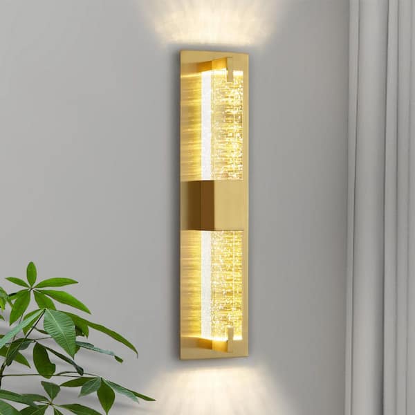 KAISITE Modern 1-Light Gold Dimmable LED Wall Sconce Wall Lighting with Crystal Bubble Glass Shade