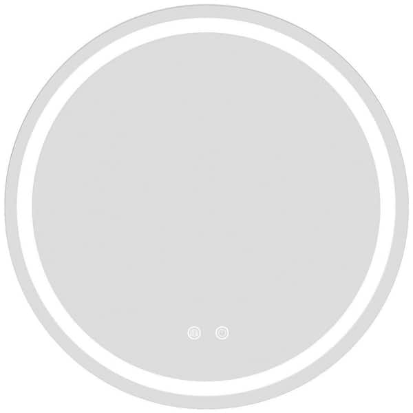 28 in. W x 28 in. H Round Frameless LED Mirror with Light