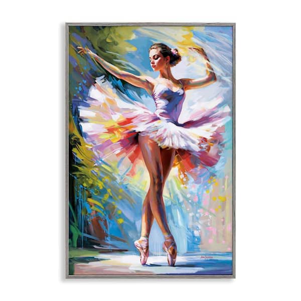 Stupell Industries Embrace In Motion Ballet by Leon Devenice Gray Framed People Giclee Art Print 18 in. x 12 in.
