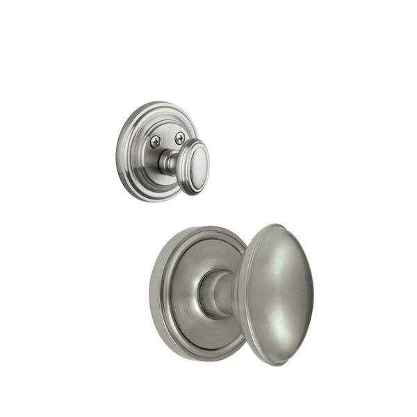 Grandeur Georgetown Single Cylinder Satin Nickel Combo Pack Keyed Differently with Eden Prairie Knob and Matching Deadbolt