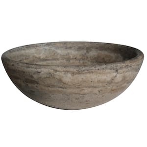 Round Natural Stone Vessel Sink in Grey