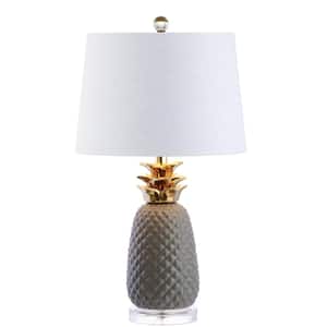 Pineapple 23 in. Gray/Gold Ceramic Table Lamp