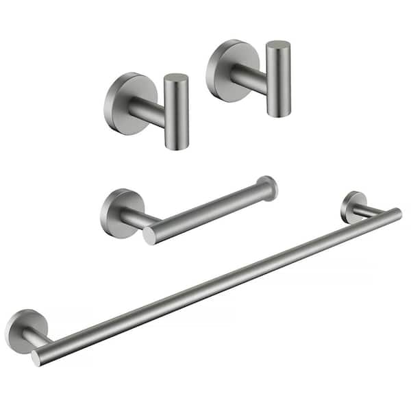 ATKING Wall Mounted 4-Piece Bath Hardware Set with Towel Bar Toilet Paper Holder Towel Hooks in Brushed Nickel