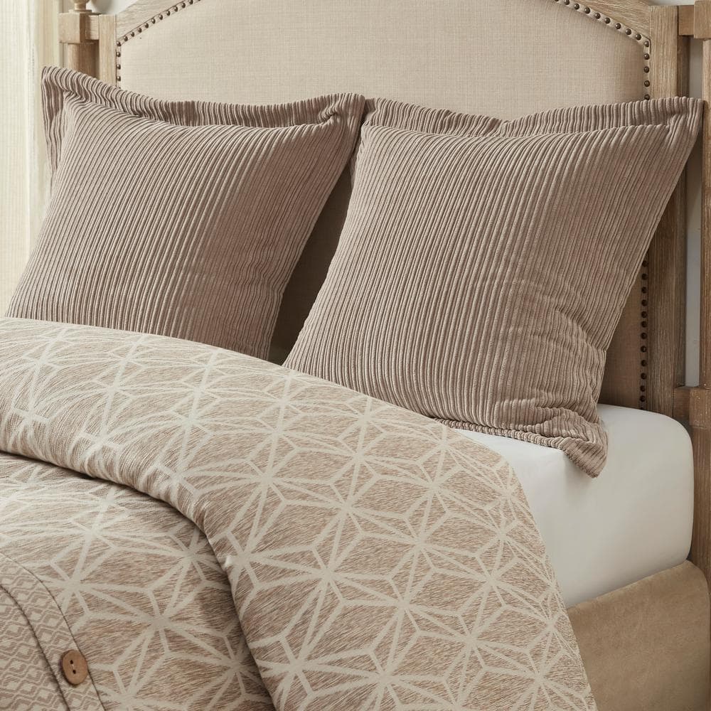 Ivory Queen Cotton Jacquard Comforter Set with Button Accents