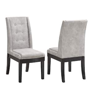 SignatureHome Bierce Silver/Black Finish Solid Wood Dining Chairs Set of 2. Dimension (26Lx18Wx39H)