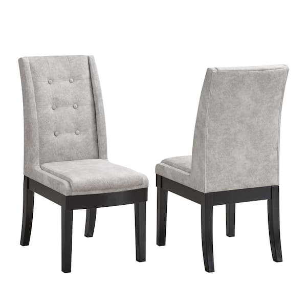 Signature Home SignatureHome Bierce Silver/Black Finish Solid Wood Dining Chairs Set of 2. Dimension (26Lx18Wx39H)