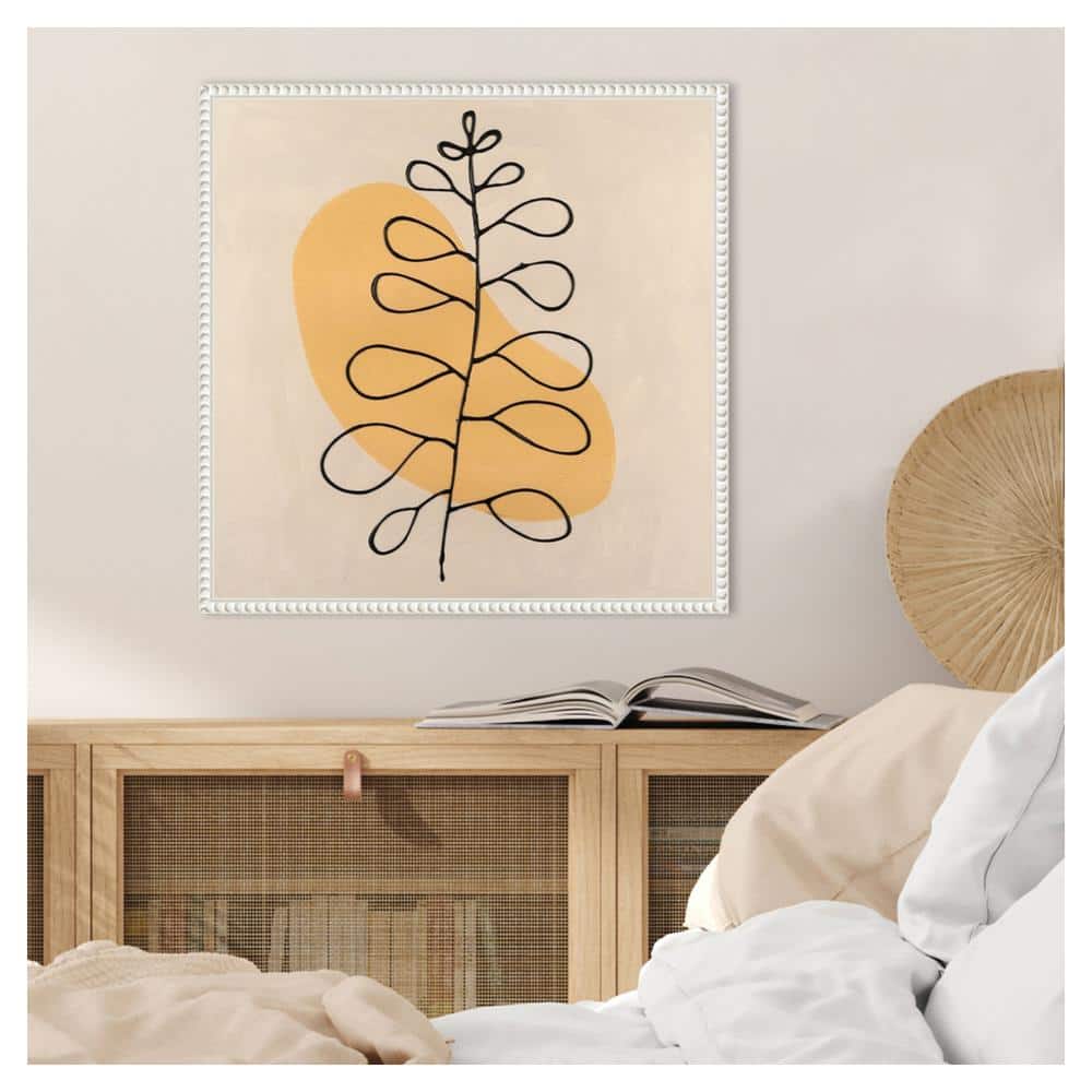 Peace Offering II Yellow and Black Abstract Canvas Art with White Frame