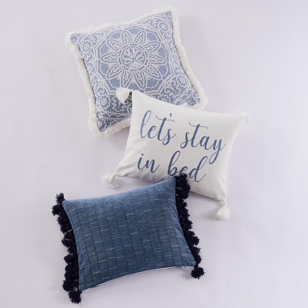 Beachy Pillows, Stripe Tassel, Navy Blue | Crumbs Home