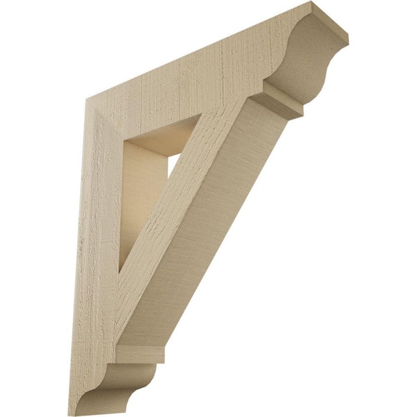 Ekena Millwork 5.5 in. x 28 in. x 24 in. Traditional Traditional Rough Cedar Woodgrain Timberthane Polyurethane Bracket, Primed Tan