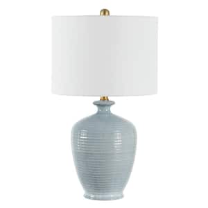 Hanron 26 in. Blue Table Lamp with White Shade
