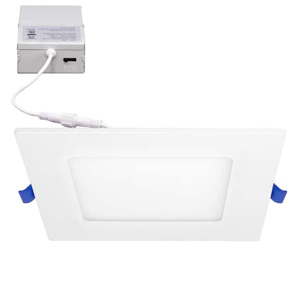 4 in. Square Ultra Thin LED Downlight, Slim Recessed Canless Light, IC Rated, 750 Lumens, 5 CCT Dimmable, J-Box Included